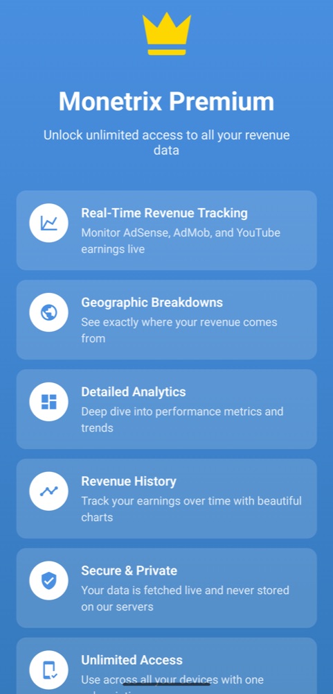 Monetrix app screen